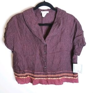 Wildroot linen short sleeve button shirt lag red